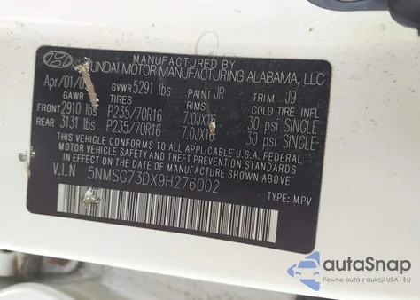 2009 Hyundai Santa Fe Gls из США, поврежденный, VIN 5NMSG73DX9H276002